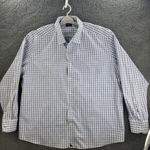 Untuckit Shirt White Blue Mens 3XLC Gingham Plaid Long Sleeve Button Up Casual‎